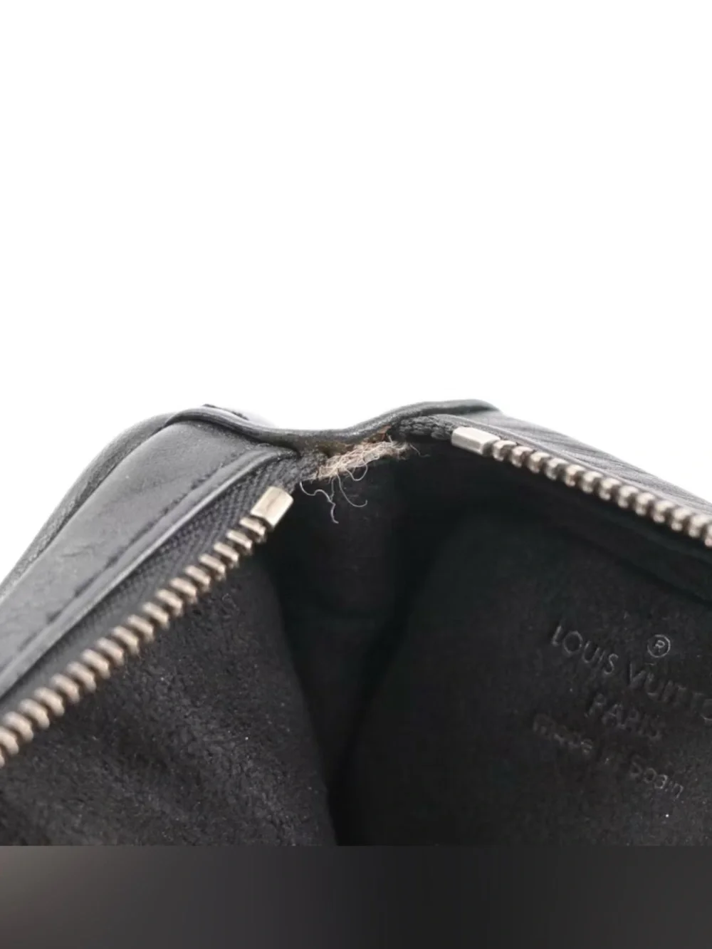 Louis Vuitton Mini Zip Around Pouch in Black Leather - Black Shadow Monogram